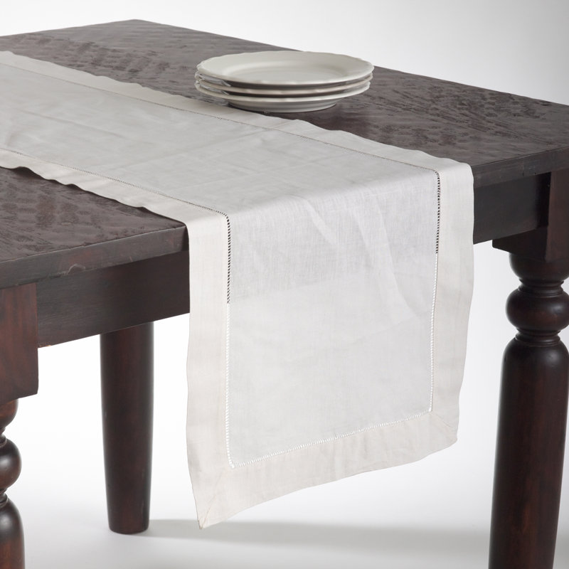 Gelder Hemstitched Table Runner, Ecru, 120" L x 16" W