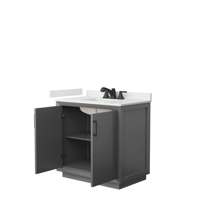 Strada 36'' W Vanity, WDX13401, Dark Gray, Satin Bronze