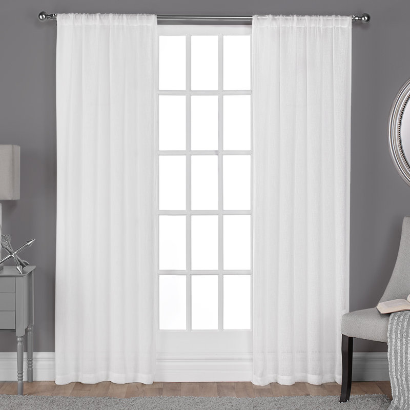 Paire de rideaux transparents Aadhvika, l 50 po x L 84 po, Blanc hivernal