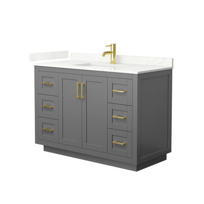 Ensemble de meuble-lavabo simple autoportant 48 po avec plateau en quartz Miranda