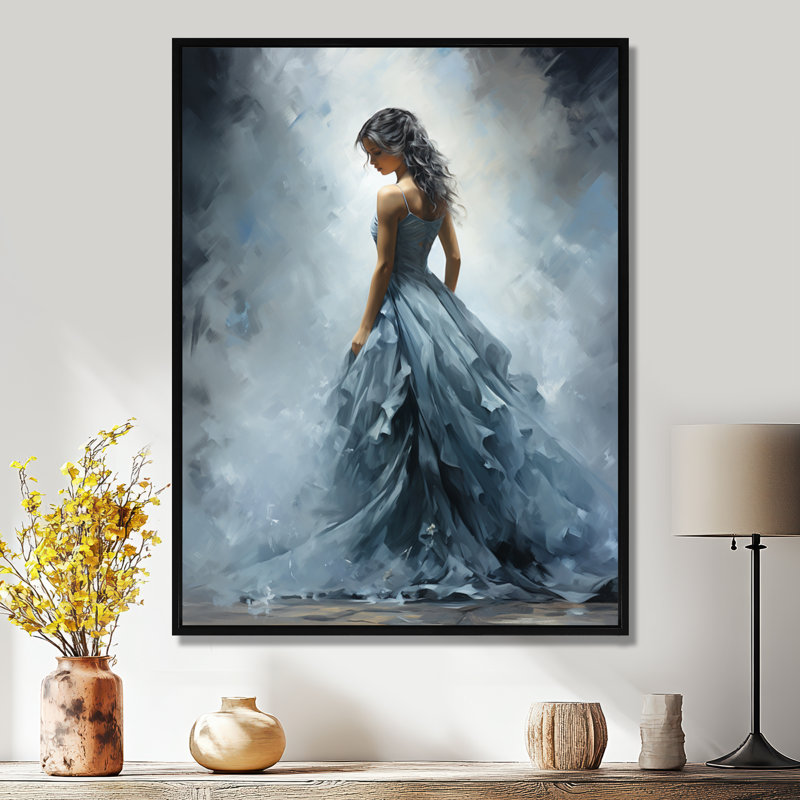 Gris Adagio Dance Ballet - Ballet, art mural, Cadre flottant noir, 32" H x 24" W