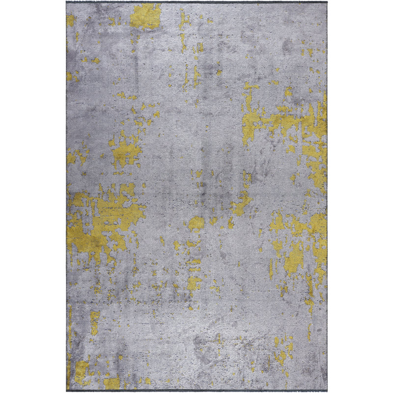 Rapture Abstract Gray/Yellow Area Rug, Rectangle 7'10" x 11'2"