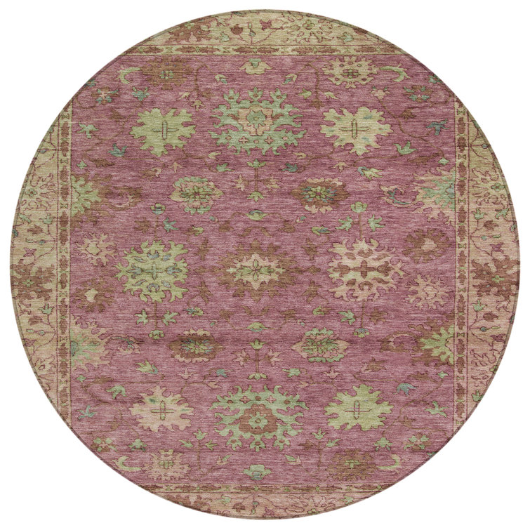 Machine Washable Indoor/Outdoor Xhevrie Pink Rug