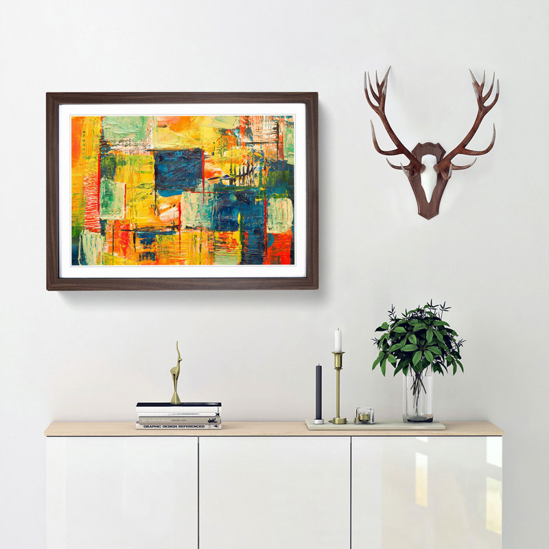 Abstract Art Painting Vol.302 by S.Johnson - Framed Print, 48cm H x 65cm W x 2cm D, Walnut Framed