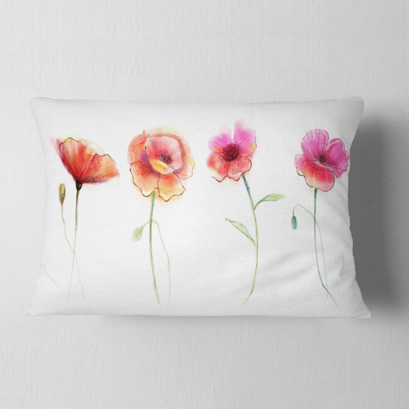 Coussin lombaire en aquarelle de fleur