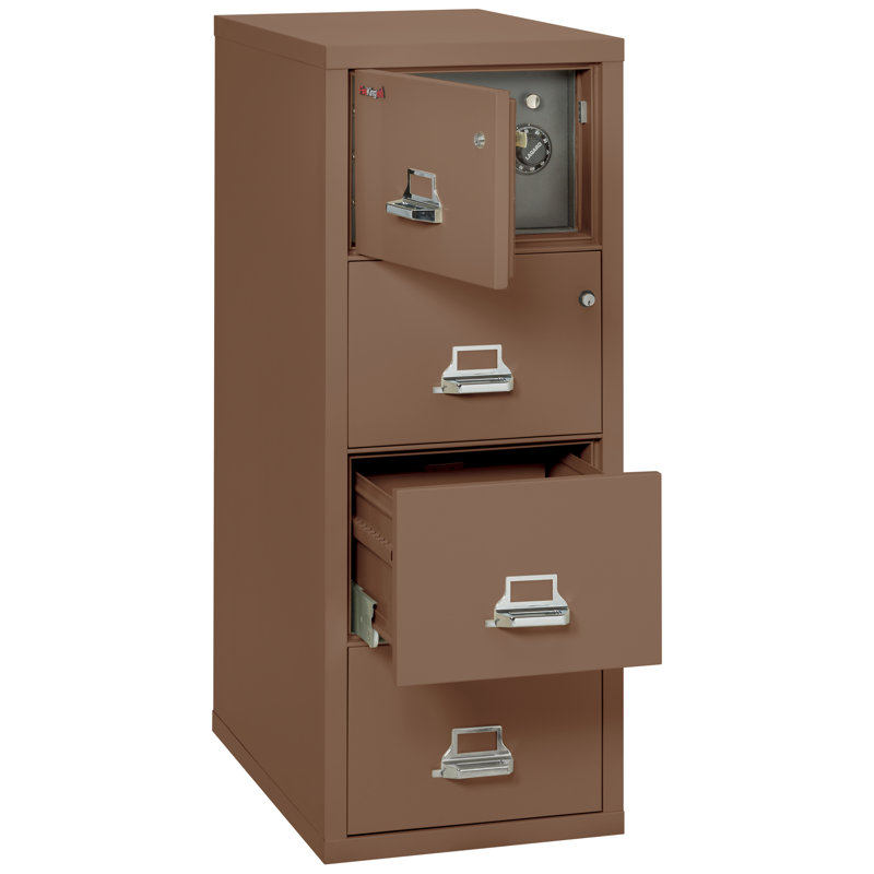 Classeur vertical à 4 tiroirs avec coffre-fort safe-in-a-file, Brun clair