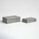 2 Piece Set Pinstripe Storage Boxes - 10" & 12" White and Gray Polyresin Decorative Keepsake Boxes for Storage, Jewelry, Gift Idea