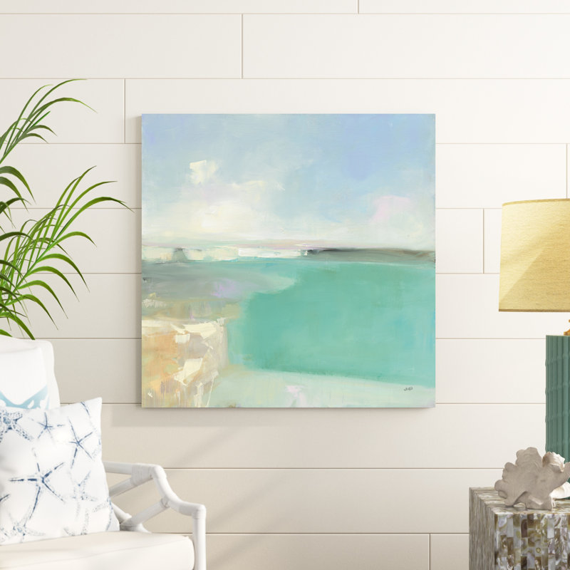 «Summer Coastline» par Julia Purinton - peinture sur toile tendue, H 36 po x l 36 po x P 1,25 po