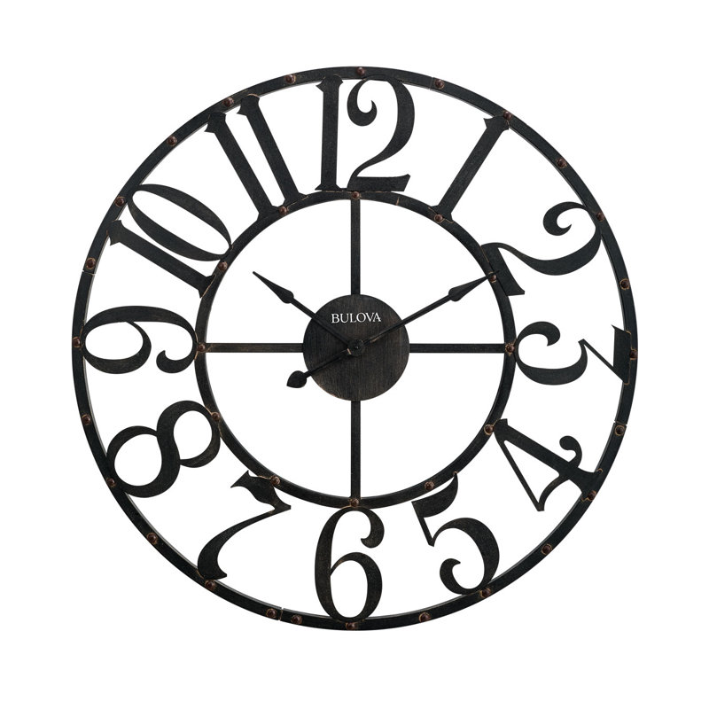 Gabriel 45" Oversized Metal Gallery Wall Clock with Rustic Brown Finish, C4821