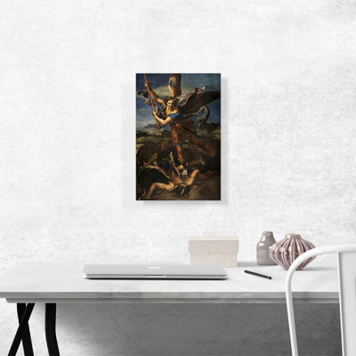 «St. Michael Vanquish Satan 1518» par Raphael, reproduction d'art sur toile tendue
