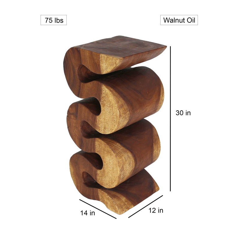 Raechell Solid Wood End Table, 30"H x 12"W x 14"D, Brown Wood