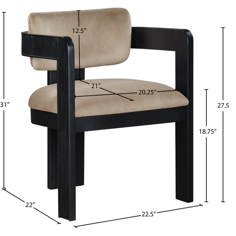 Chaise rembourrée Sacha Frink, Velours beige, Noir