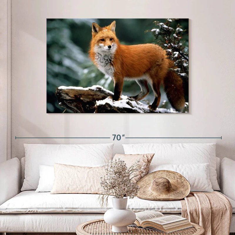 Furry Winter Fox, 32" H x 48" W