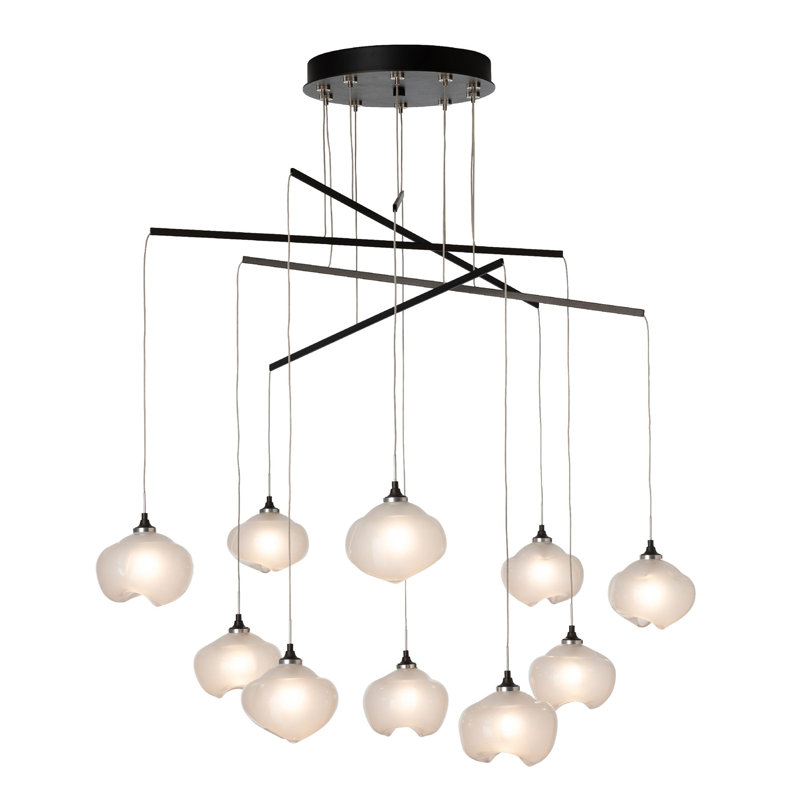 Luminaire suspendu mobile 10 lumières Ume - hauteur totale, 86.5", Bronze frotté à l'huile
