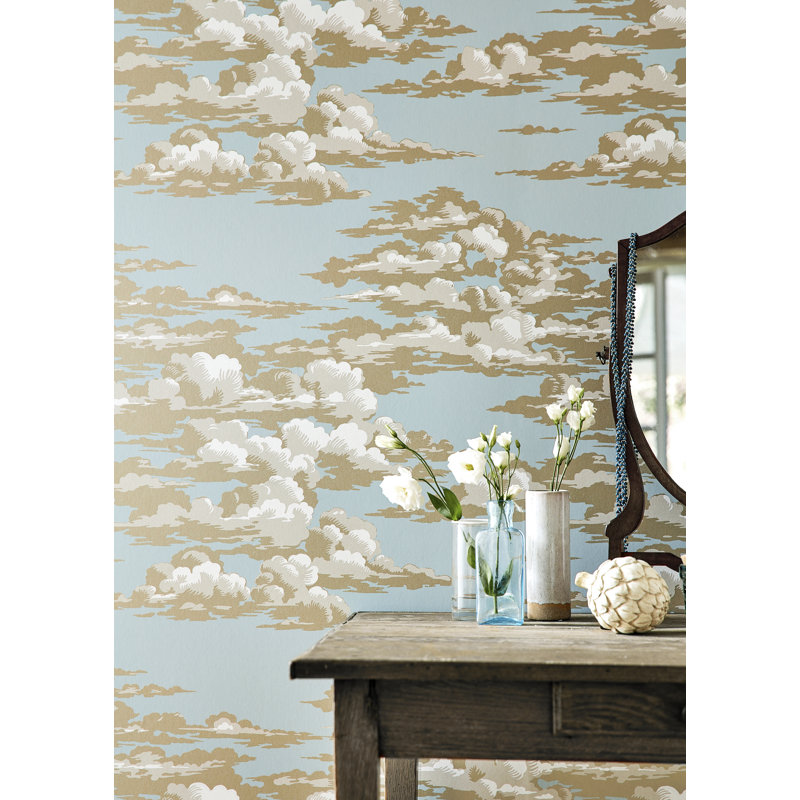Silvi Clouds 10.05m x 68.6cm Matte Wallpaper Roll, Blue/Beige