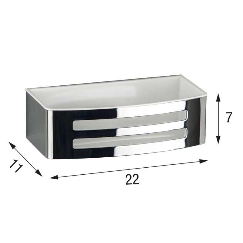 Wall Mounted Shower Basket, Polished Chrome / White