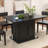Fluted Extendable Dining Room Table For 4-6, 47-65 Inch Rectangle Kitchen Dining Table With Sliding Door, Storage-1884457045