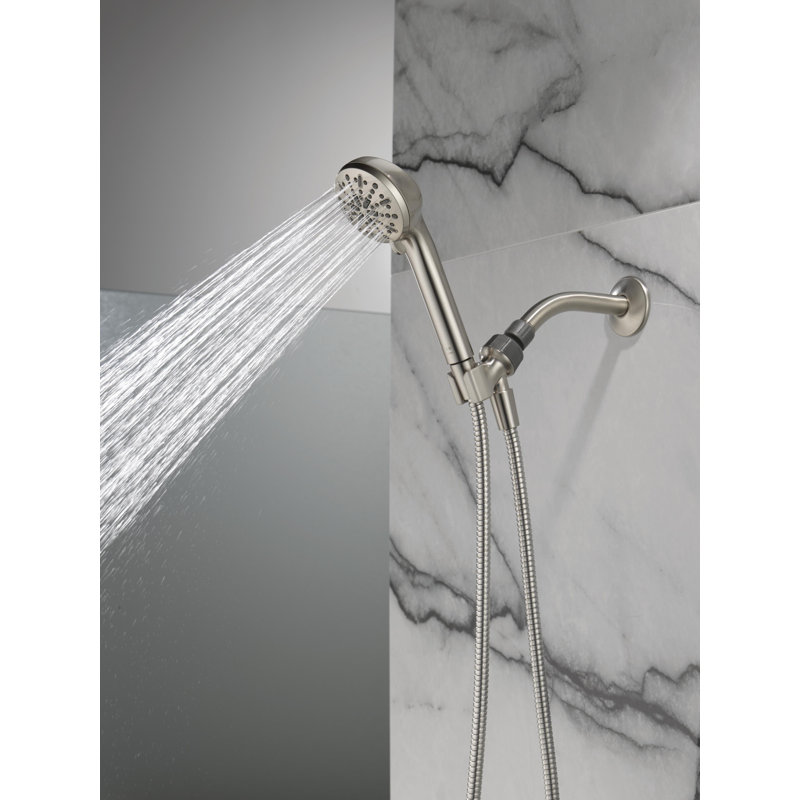 Pomme de douche à 4 jets, pomme de douche avec tuyau 1,75 gallons par minute, Nickel brossé Spotshield