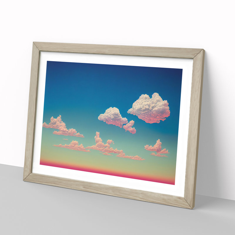 Idyllic Clouds - Single Picture Frame Print, 25cm H x 34cm W, Oak