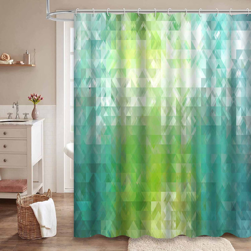 Rideau de douche abstrait vert avec 12 crochets, L 72 po x l 72 po