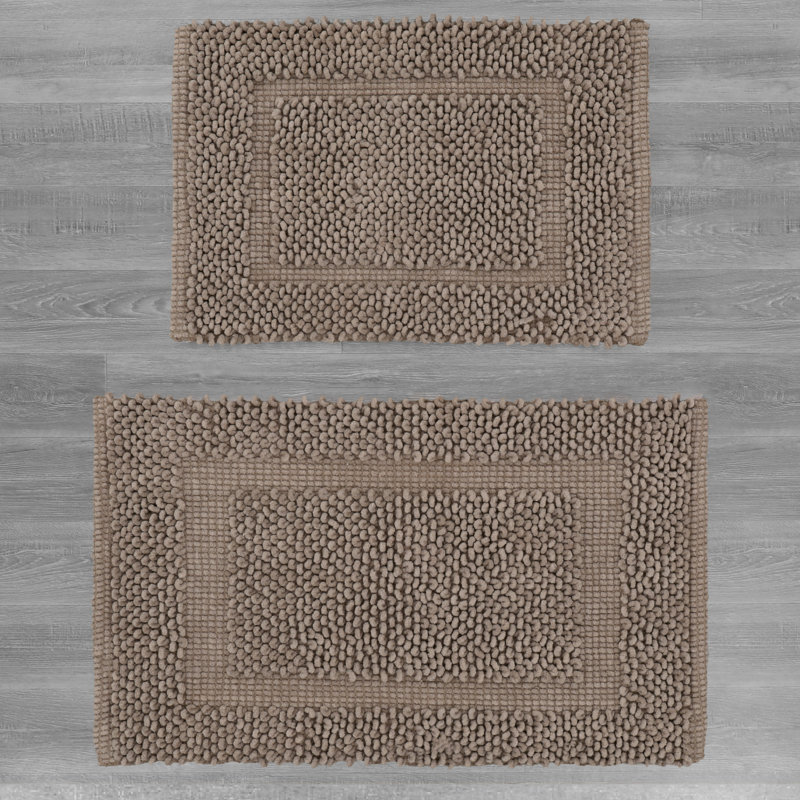 Payten Classic Cotton Bath Mat, Cappuccino, Set of 2 - 17" W x 24"L / 20"W x 32"L