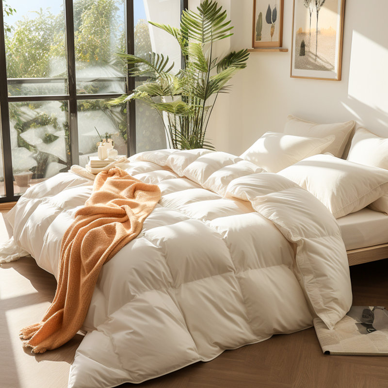 Queen Size Duck Feather Duvet Insert with Cloud Like Fluff Quiet Sleep and Easy Machine Wash, Queen Duvet Cover & Insert