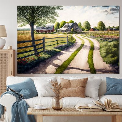 Calm Red Barn In Spring IV - Barn Landscape Art mural