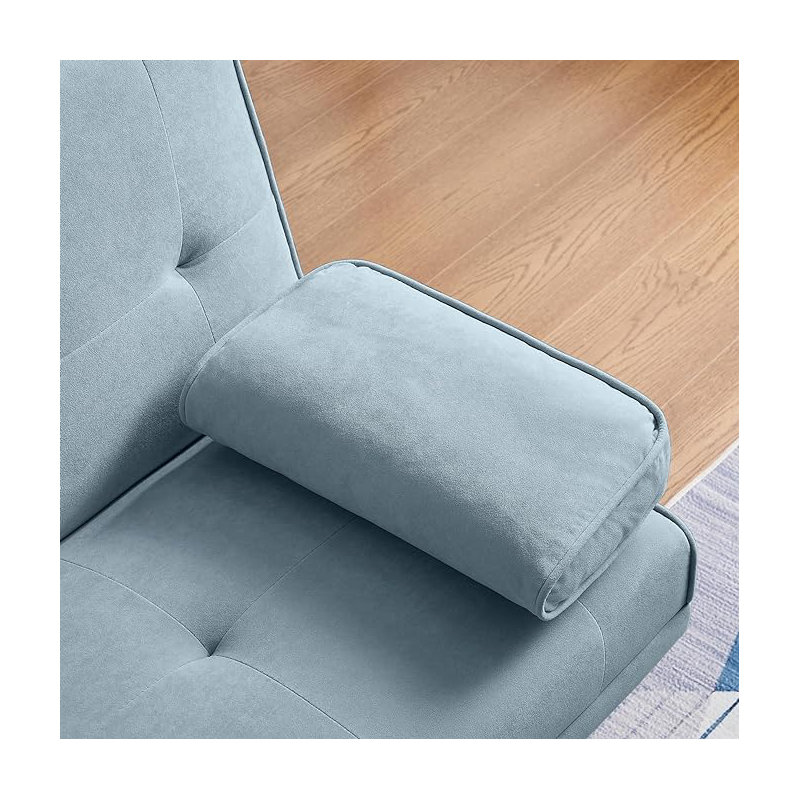 Futon rembourré Weissport 65, Bleu pâle