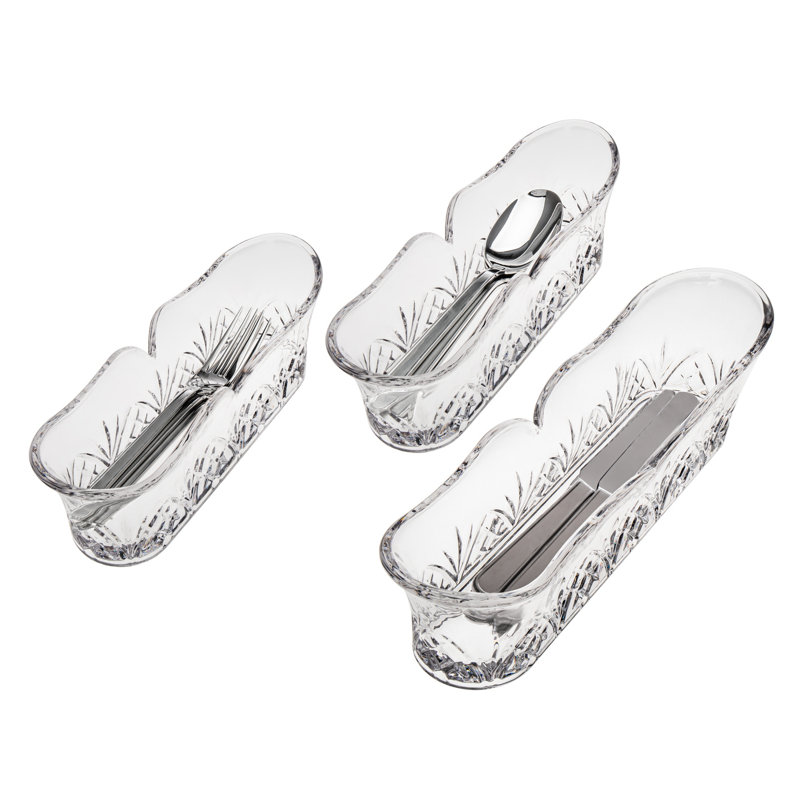 Dublin Crystal Glass Flatware Caddy Set of 3