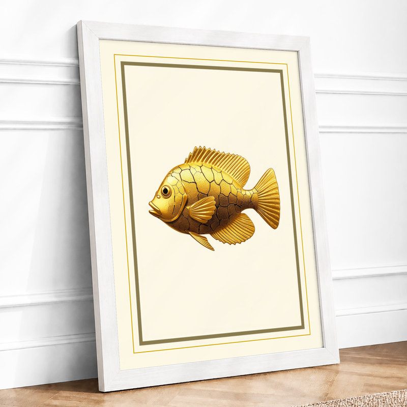 Golden Fish Study Botanical - Framed Print, A1 - 84.1 x 59.4 cm, White