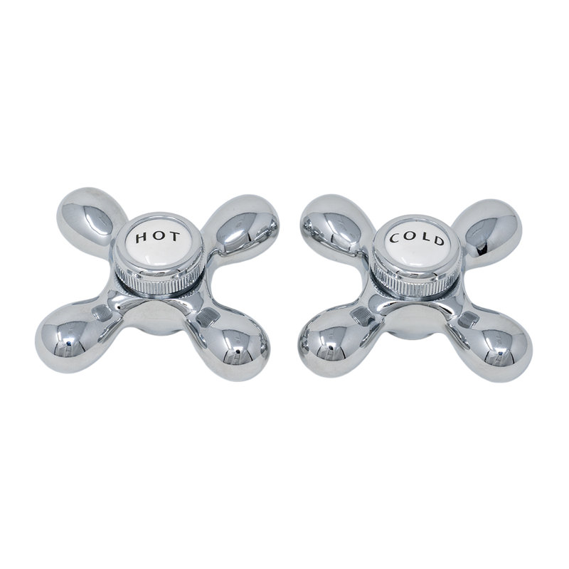 Paire de poignées en croix avec boutons en laiton et porcelaine (P0219) par Strom Living, Chrome