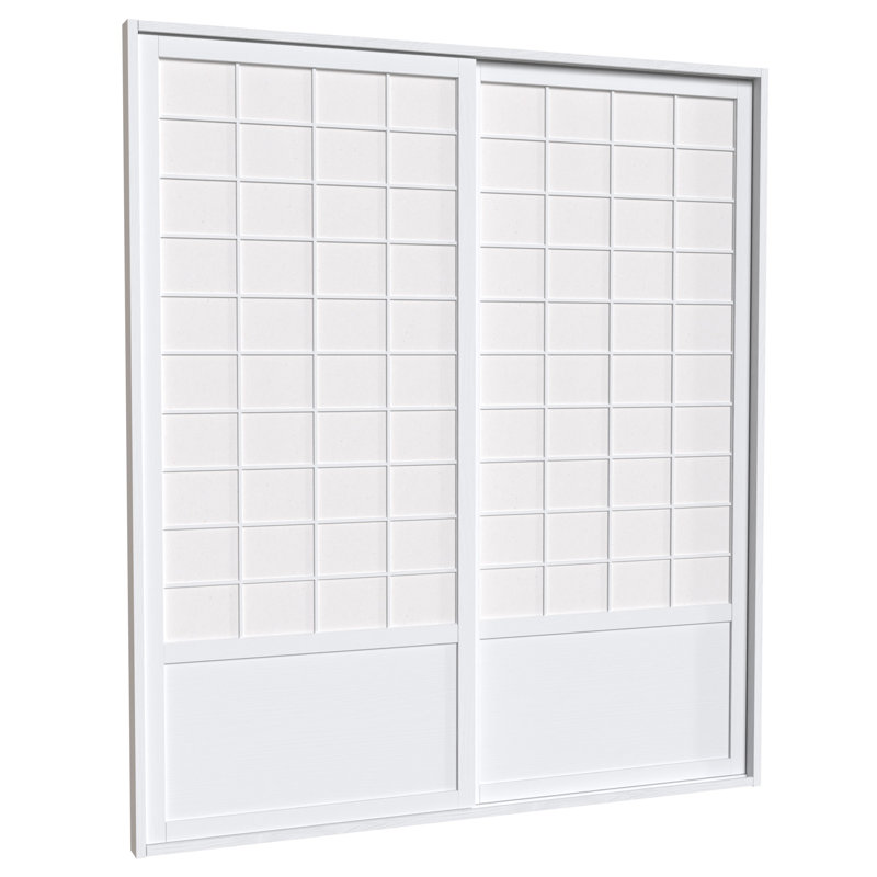 83" x 73.5" Double Sided Sliding Door Room Divider, White