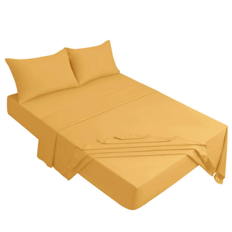 Meliah Microfibre Brushed Fitted Bed Sheet, Ochre, Super King (6')