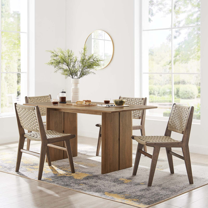 Amistad 60" Walnut Mango Wood Farmhouse Dining Table