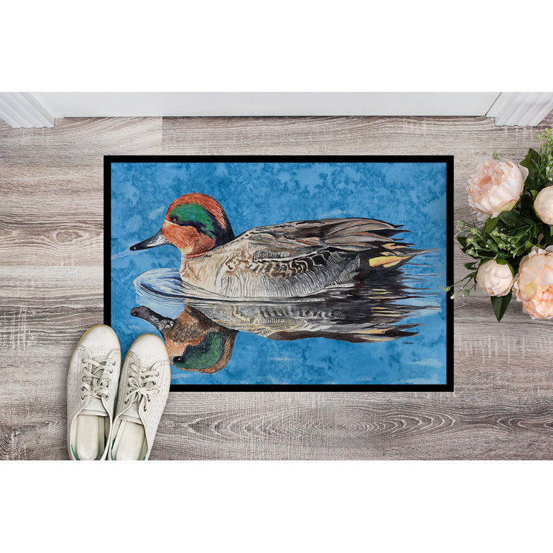 Tapis de porte intérieur anti-dérapant bleu, Rectangle 1 pi 6 po x 2 pi 3 po