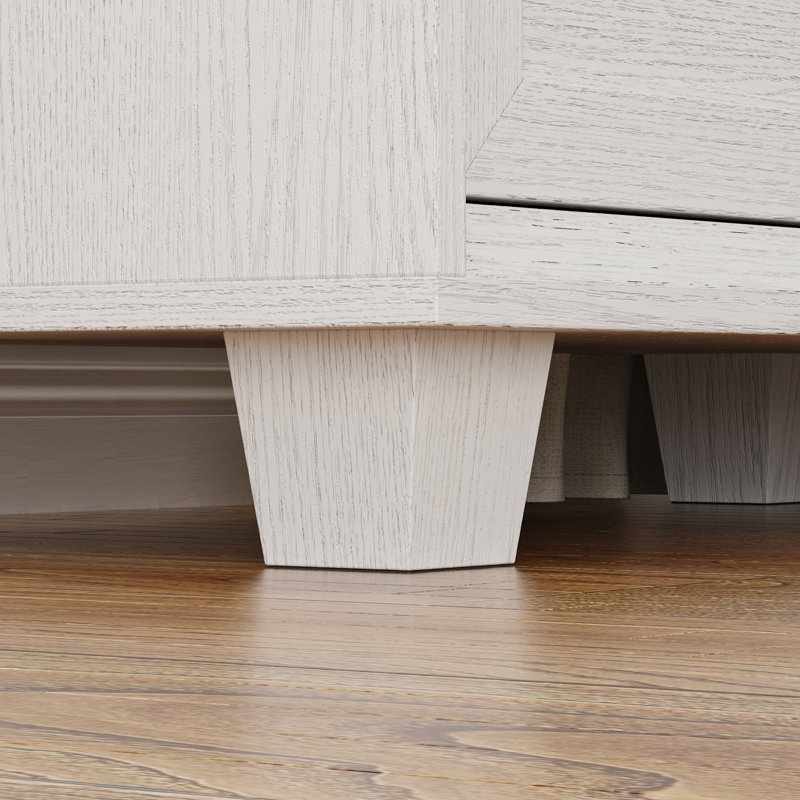 Table de chevet 3 tiroirs au design noble, Blanc