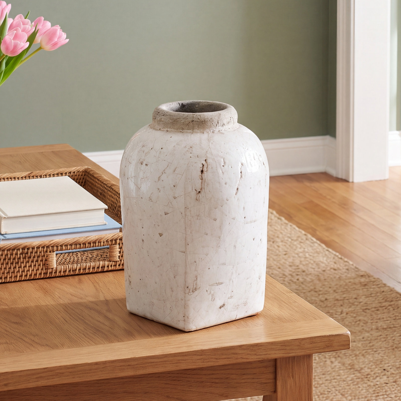Stoneware Table Vase, 13.5" H x 9.5" W x 9.5" D