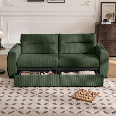 88.6" Wide 2-Seater Storage Loveseat Sofa with USB Charging Port & Storage Drawers, Deep Seat Sofas for Living Room