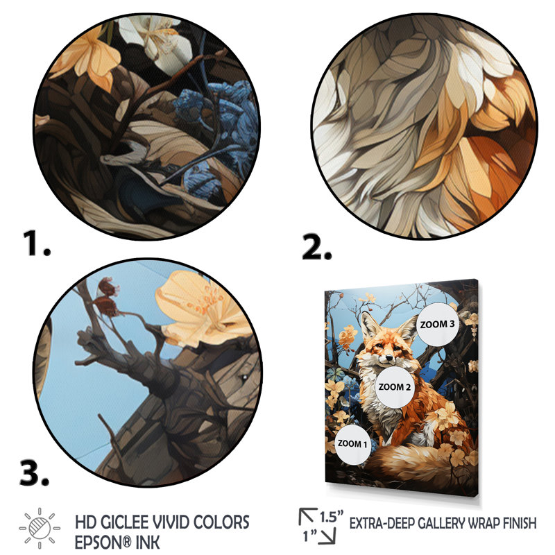 Reproduction d'art sur toile Fox Wilderness Guardian Pastoral II - Animaux, H 20 po x l 12 po x P 1 po, Cadre flottant noir