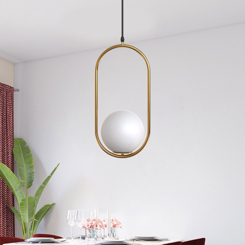 Luminaire suspendu sphérique moderne à 1 lumière de 16 pouces pour îlot de cuisine de style unique / remarquable, Or