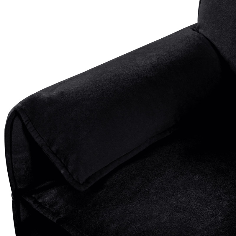 Canapé en chenille noir, 2 avec accoudoirs carrés, élégant pour le salon, la structure et, Noir