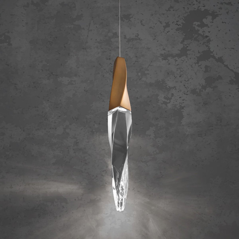 Kindjal 1 - Light LED Pendant, Aged Brass, 18" H x 2.8" W x 2.8"