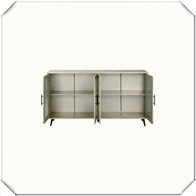 Wood TV Stand With Storage Cabinet Adjustable Shelves Media Console