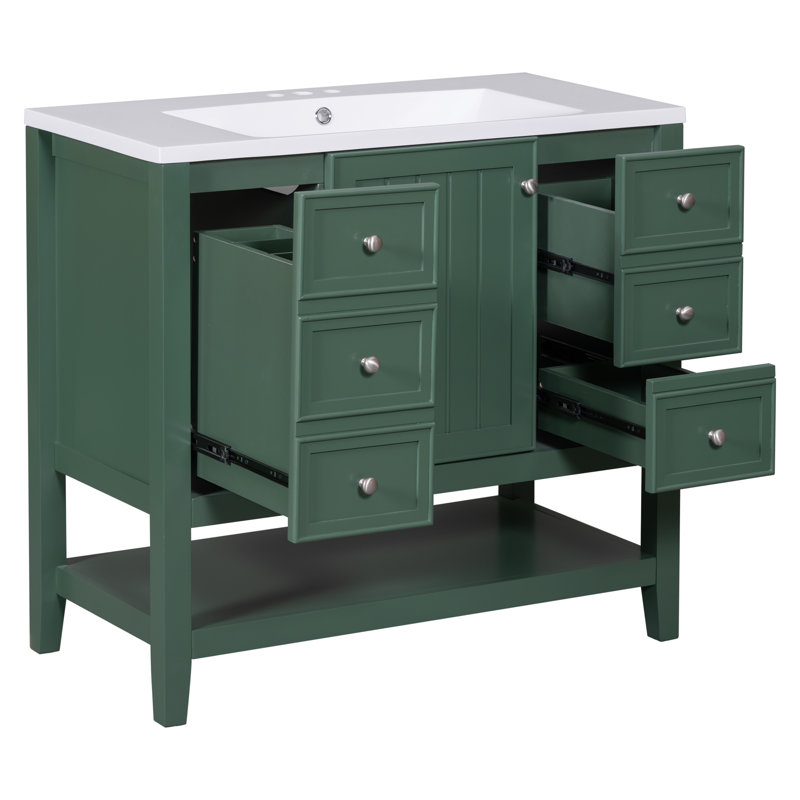 Meuble-lavabo élégant en bois massif de conception moderne de salle de bain