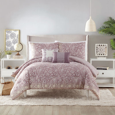Socorro Floral and Paisley 5-Piece Reversible Sateen Comforter Set