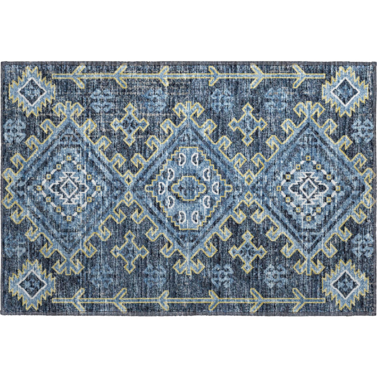 Premium Machine Washable Driessen AMF73 Blue Rug