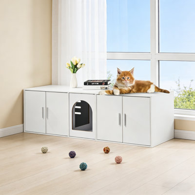 Meuble à litière pour chat 57,9 "avec armoire de rangement pour litière cachée