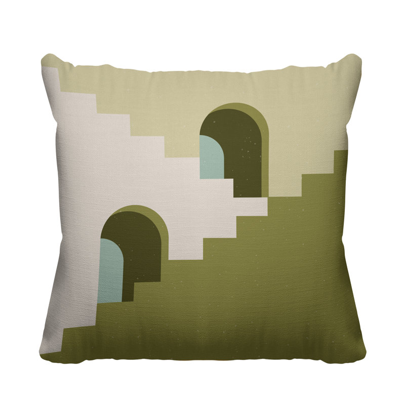 Coussin décoratif intérieur / extérieur Minimalist Architecture, L 15 po x H 15 po, Vert
