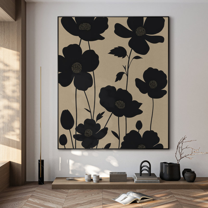 Très grande reproduction d'art sur toile - Fleurs, botanique, œuvre d'art, décoration pour le salon ou la chambre à coucher - «Assemblage requis du cadre (cadre non fini)»
