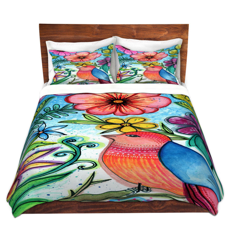 Polyester Floral Duvet Cover, 1 Queen Duvet Cover + 2 Standard Shams